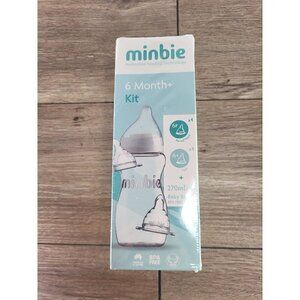 MINBIE 9oz BABY BOTTLE KIT W/TWO 6+ MONTH BREAST LIKE‎ SILICONE TEET NIPPLES